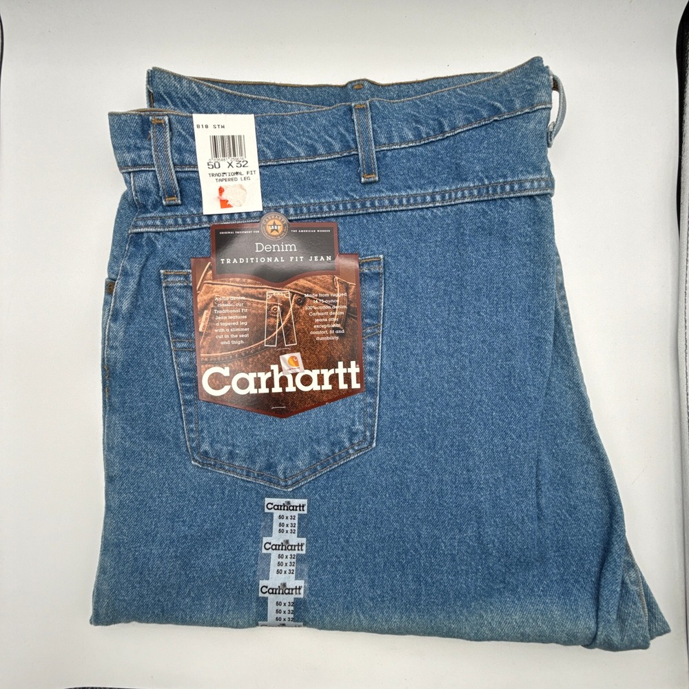 Carhartt Traditional Fit Jeans Mens 50X32 Light Wash Denim B18 STW NOS‎ NWT